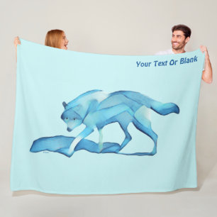 Blue Wolf On Snow Fleece Blanket