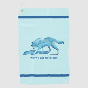 Blue Wolf On Snow Golf Towel