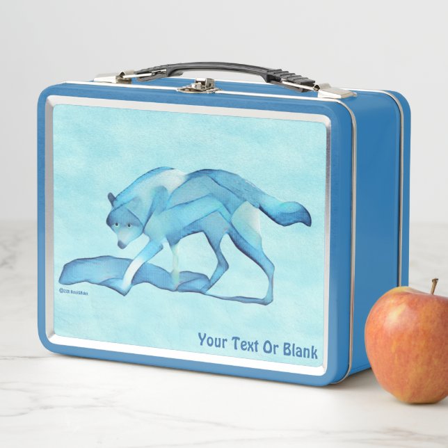 Blue Wolf On Snow Metal Lunch Box (In Situ)