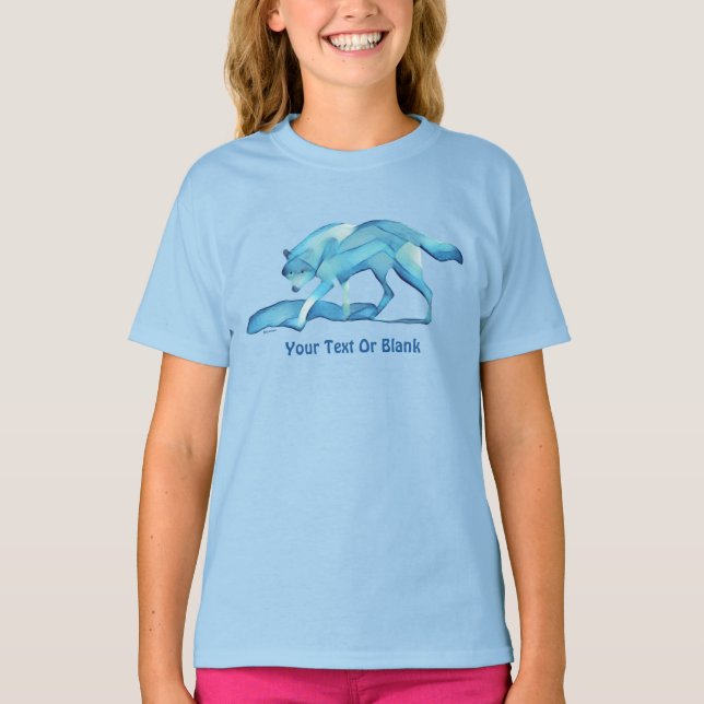 Blue Wolf On Snow T-Shirt (Front)
