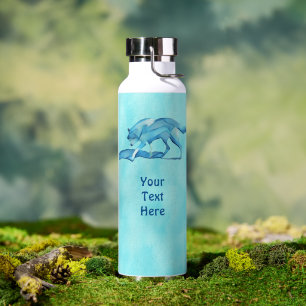 Blue Wolf On Snow Water Bottle