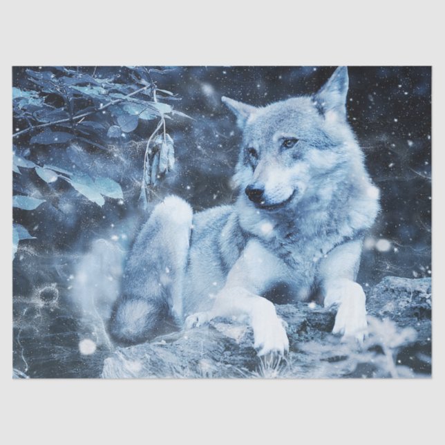 blue wolf tissue paper (Front)
