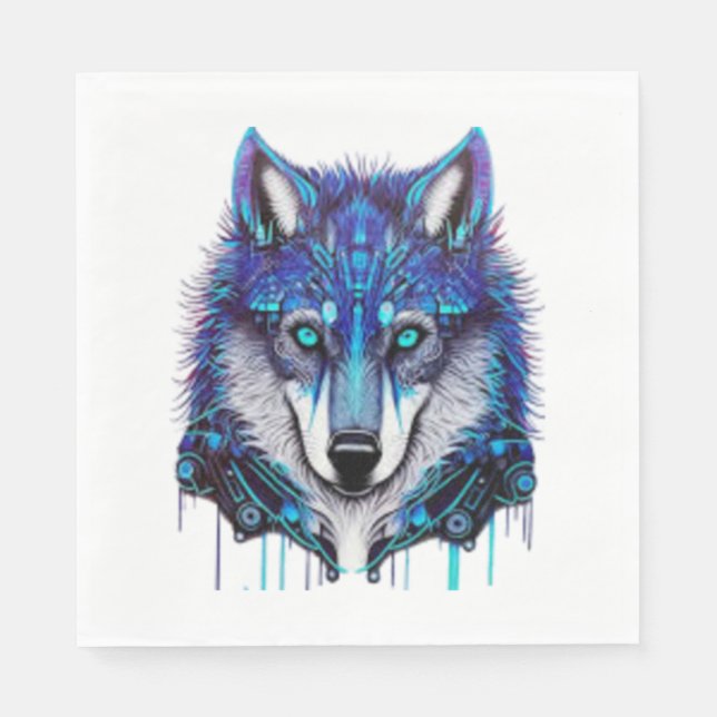 blue wolfdog sticker stickers   napkin (Front)