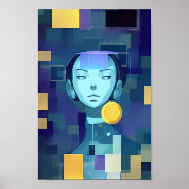 Blue Woman: A Beautiful Abstract Art Piece Poster (Front)