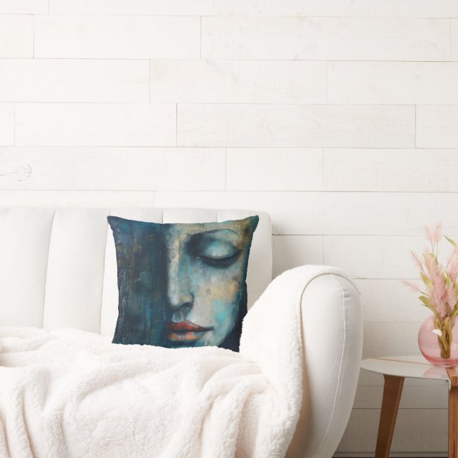 Blue Woman Abstract Art Cushion (Couch)