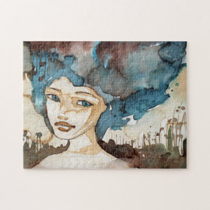 Blue Woman Jigsaw Puzzle