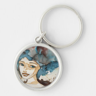 Blue Woman Key Ring