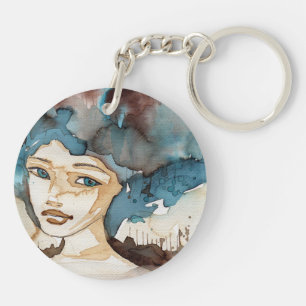 Blue Woman Key Ring