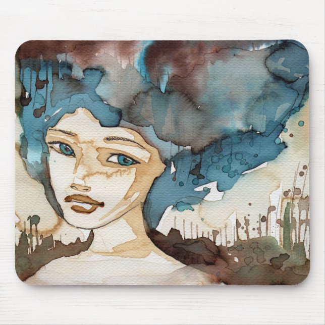 Blue Woman Mouse Pad (Front)