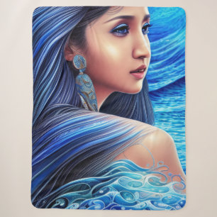 Blue Woman Portrait Fantasy Abstract Surrealism Sherpa Blanket