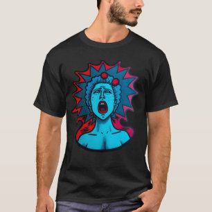 Blue woman screams Crazy 90s style sticker boy T-Shirt