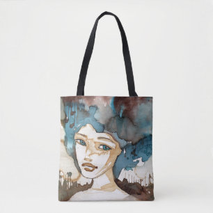 Blue Woman Tote Bag