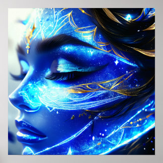 Blue Womans Face 2 Poster