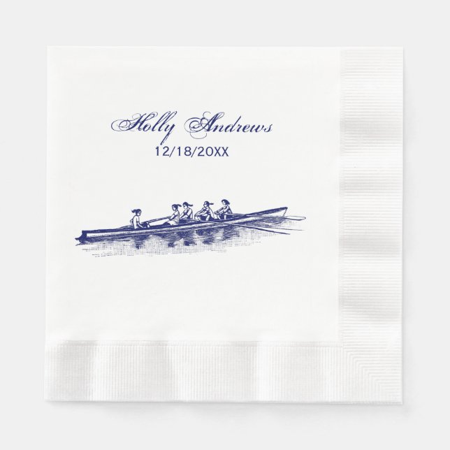 Blue Women Rowing Rowers Crew Team Water Sports Napkin (Front)