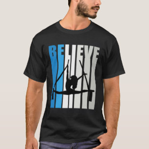 Blue Womens Believe Air Dancer Motivational Retro  T-Shirt