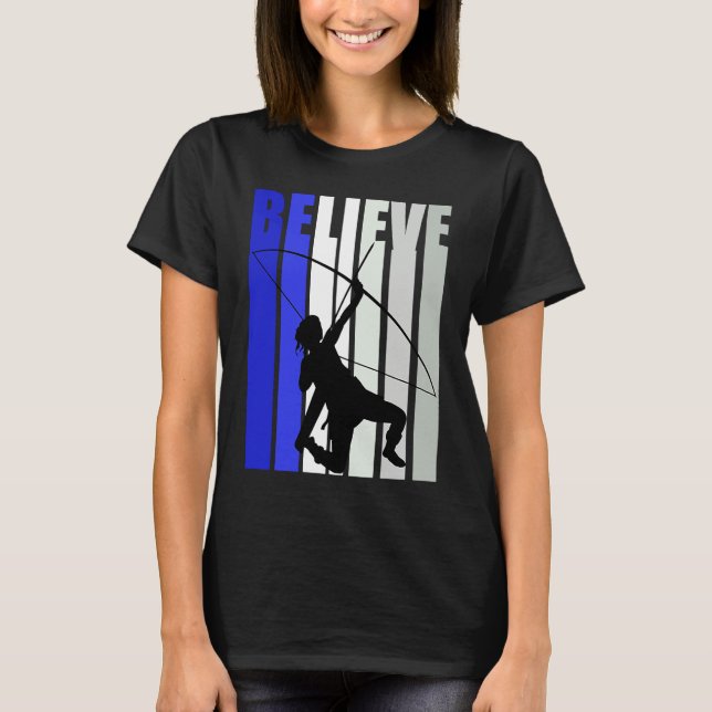 Blue Womens Believe Archery Inspirational Archer G T-Shirt (Front)