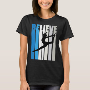 Blue Womens Believe Dance Motivational Retro Graph T-Shirt