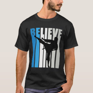 Blue Womens Believe Jiu Jitsu Motivational Retro G T-Shirt