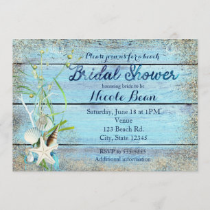 Blue Wood Beach Tropical BRIDAL SHOWER Invitation