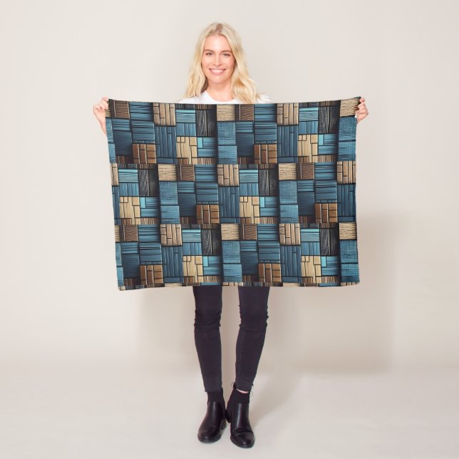 Blue Wood Blocks Pattern Blanket (In Situ)