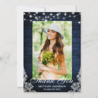 Blue Wood Lace String Lights Photo Graduation
