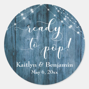 Blue Wood & Light Strings Ready to Pop! Classic Round Sticker