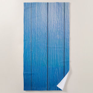 Blue Wood Texture Beach Towel