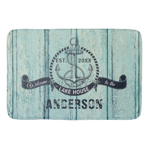 Blue Wood Welcome to the Lake House Bath Mat