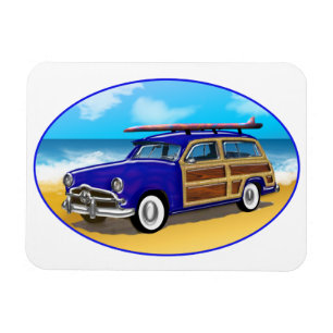 Blue Woodie on Golden Beach Magnet
