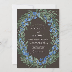 Blue Woodland Floral Embrace Wedding Invitation