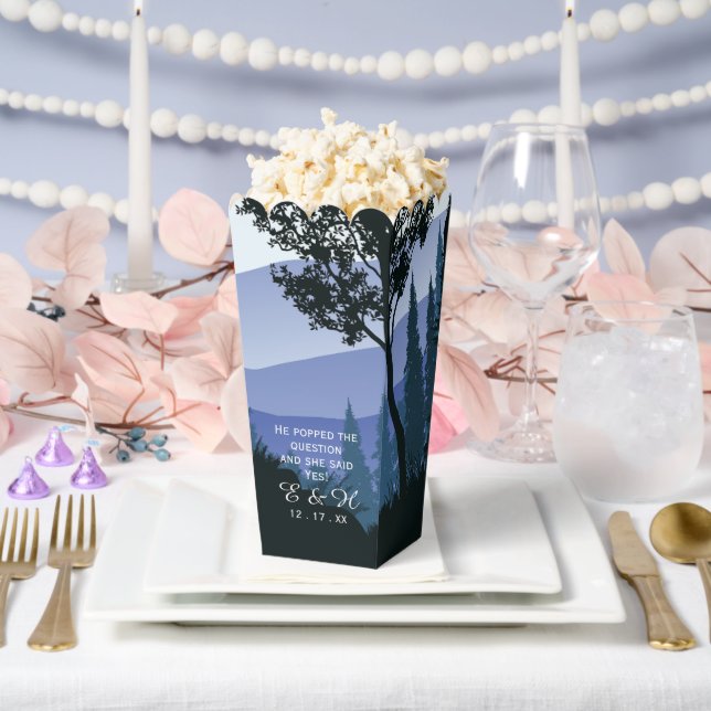 Blue Woodland Forest, Rustic Wedding Favour Box (Wedding)