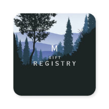 Blue Woodland Forest, Rustic Wedding Gift Registry