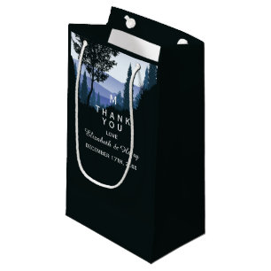 Blue Woodland Forest, Rustic Wedding Thank You Small Gift Bag