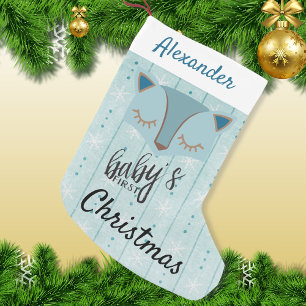 Blue Woodland Fox First Christmas Stocking