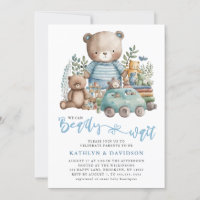 Blue Woodland We Can Barely Wait Boy Baby Shower