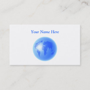 Blue World Globe, Your Name Here Business Card