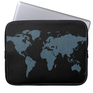 blue world map laptop sleeve