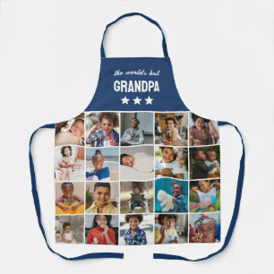 Blue World's Best Grandpa Photo Collage Apron