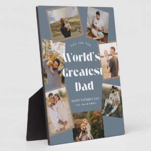 Blue World's Greatest Dad 7 Photo Collage Plaque