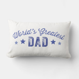 Blue World's Greatest Dad Father's Day Lumbar Cushion