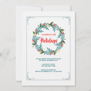Blue Wreath and Berries Invitation