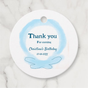Blue wreath floral watercolor thank you for coming favour tags
