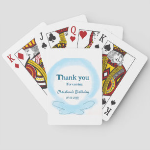 Blue wreath floral watercolor thank you for coming playing cards