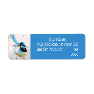 Blue Wren Australian Bird Return Address Labels