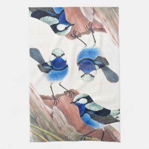 Blue Wren Birds Wildlife Animalsl Kitchen Towel