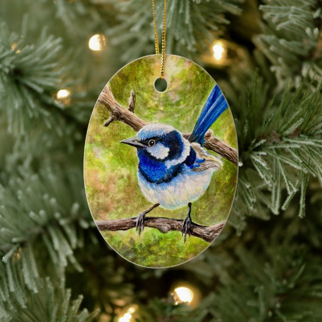 Blue Wren - Ceramic Ornament (Tree)