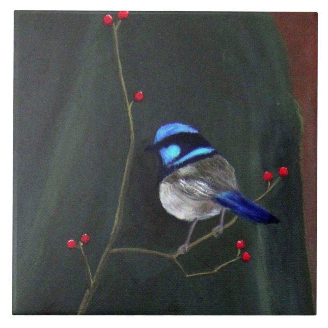 Blue Wren Ceramic Tile (Front)