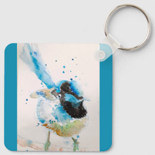 Blue wren key ring