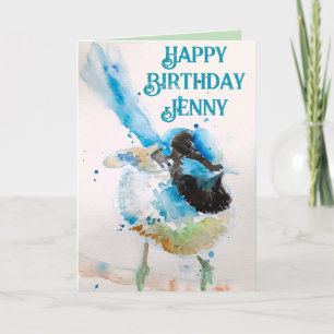 Blue Wren Watercolor Happy Birthday Wrens Aqua Card