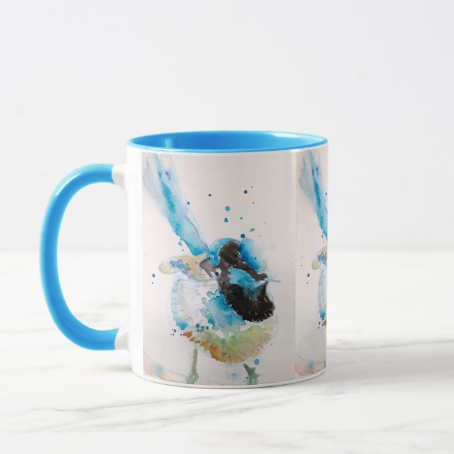 Blue Wren Watercolour Painting Australian Birds Mug (Left)